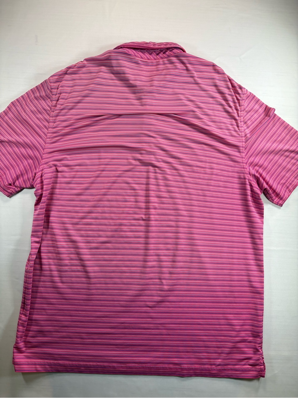 Vineyard Vines Performance Polo Shirt Mens XL Pink Blue Stripe Short Sleeve - Picture 4 of 7